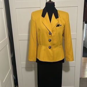 Kasper Yellow and Black Blazer Tailored Suit Jacket